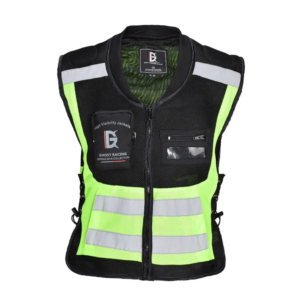Hi-Vis Reflective Motorcycle Vest Adjustable Waistcoat Commuting Jacket