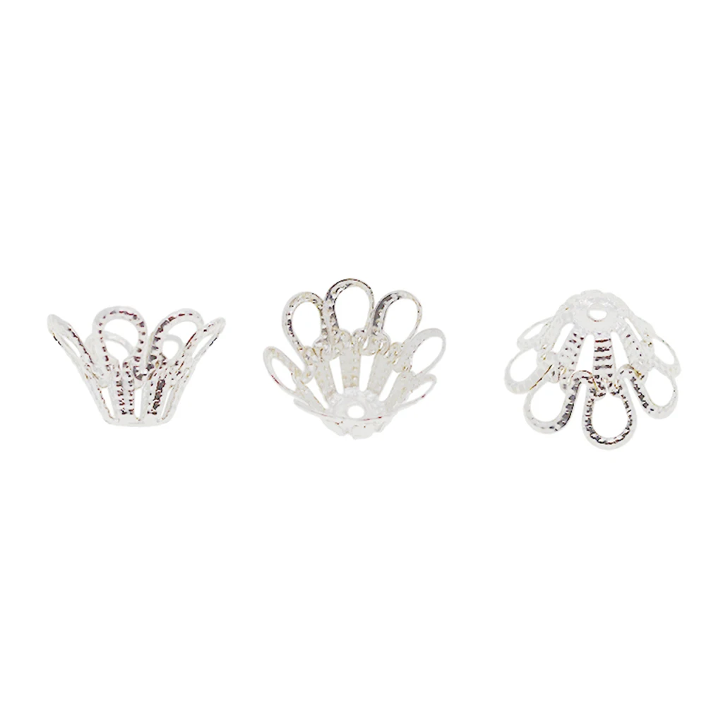 100pcs Metal  Flower Bead Caps 12x7mm DIY Necklace Earrings Tassel