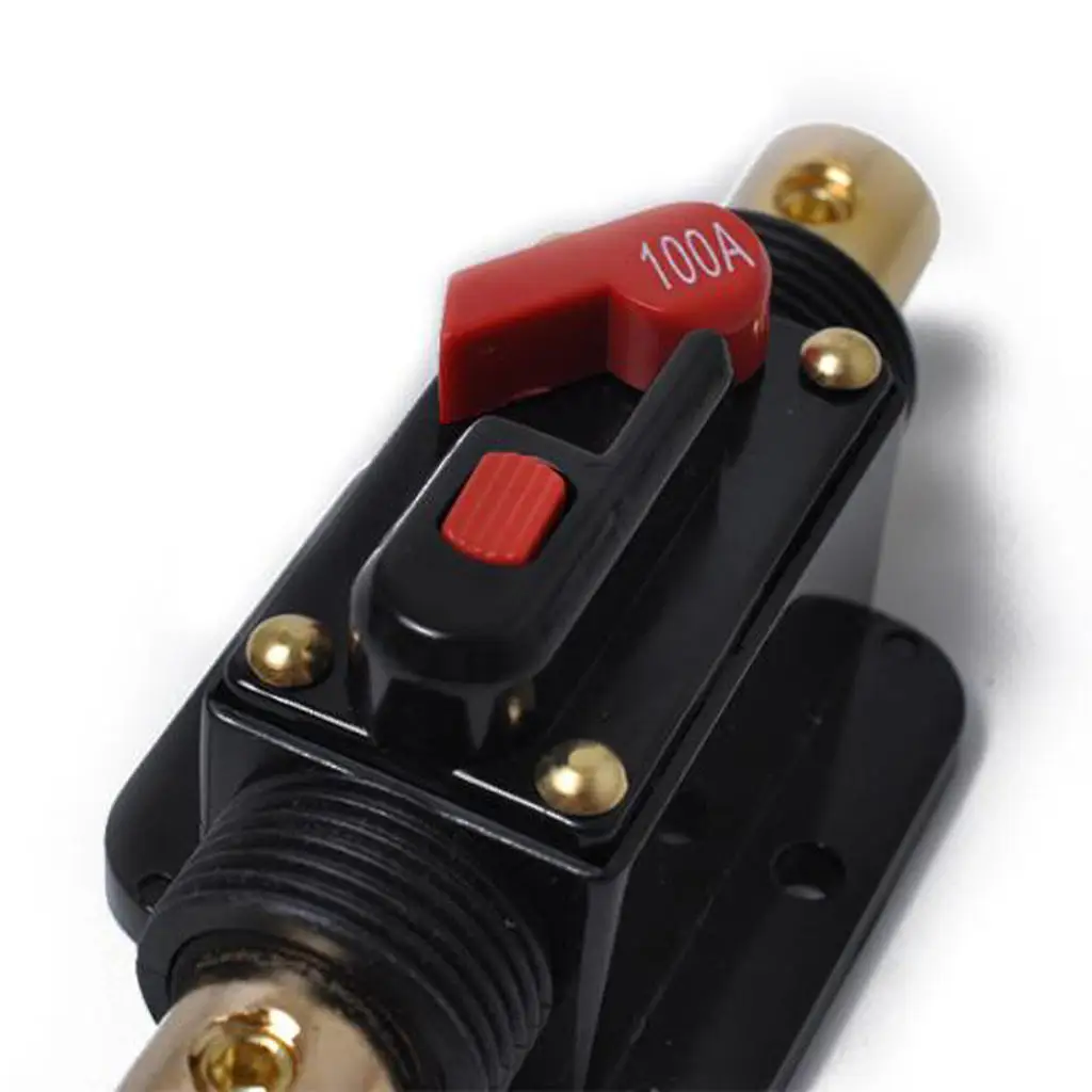 12V Car Audio Circuit Breaker Inline Fuse Fits 4-8 Gauge Wire 100A Car Accessories