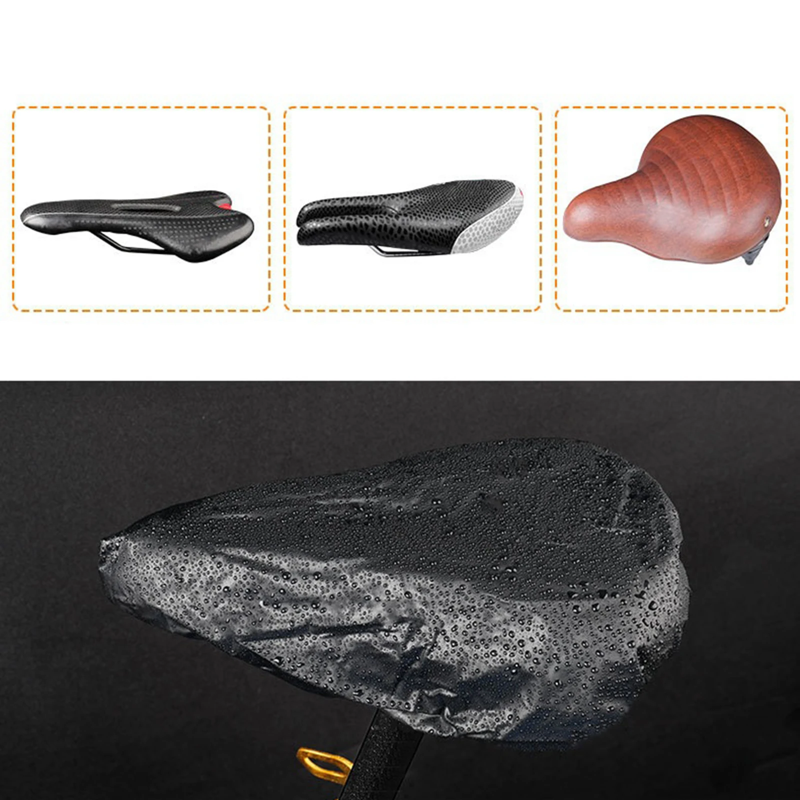 Durable Waterproof PVC Bike Saddle Cover Black Bicycle Seat Rain Cover Elastic Anti Dust Bike Seat Cycling Equipment