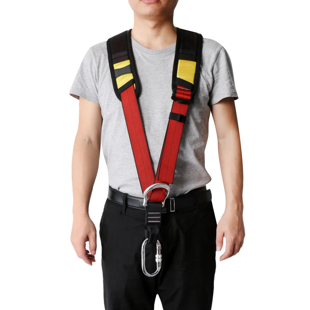 Universal Rock Climbing Arborist Shoulder Strap with Carabiner for Sit Harness - Caving Rock Climbing Rappelling Equip