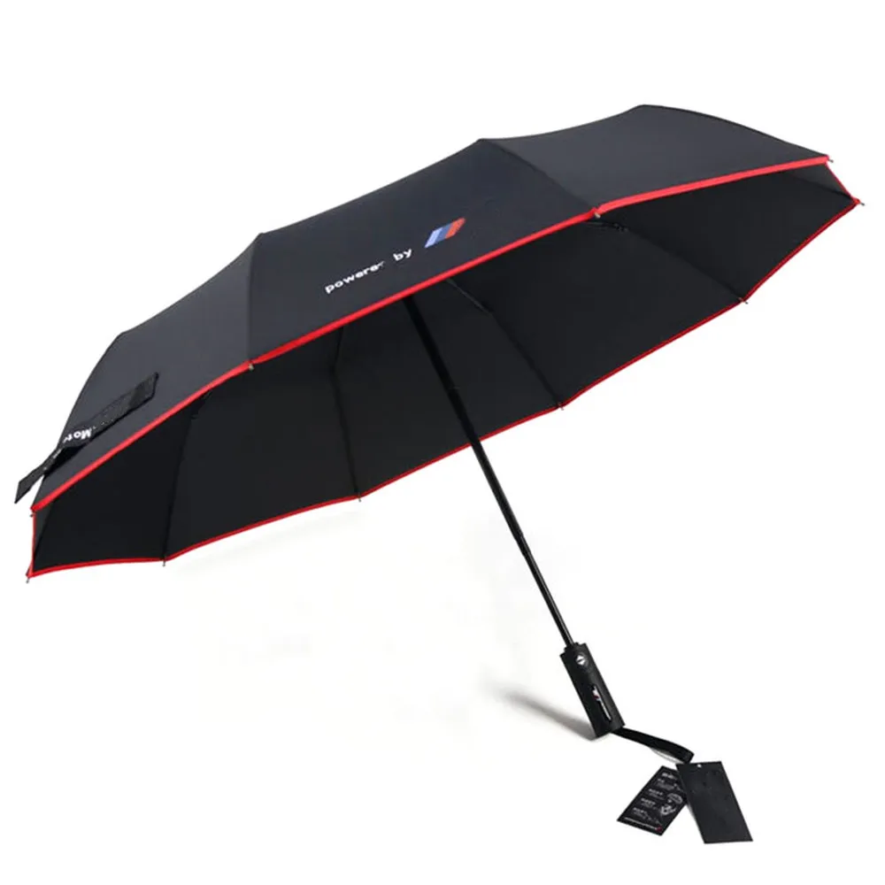 Paraguas plegable automático para la lluvia o el brillo, sombrilla original con borde rojo de 10 alta gama, para BMW 4S shop|Sets de paraguas| - AliExpress