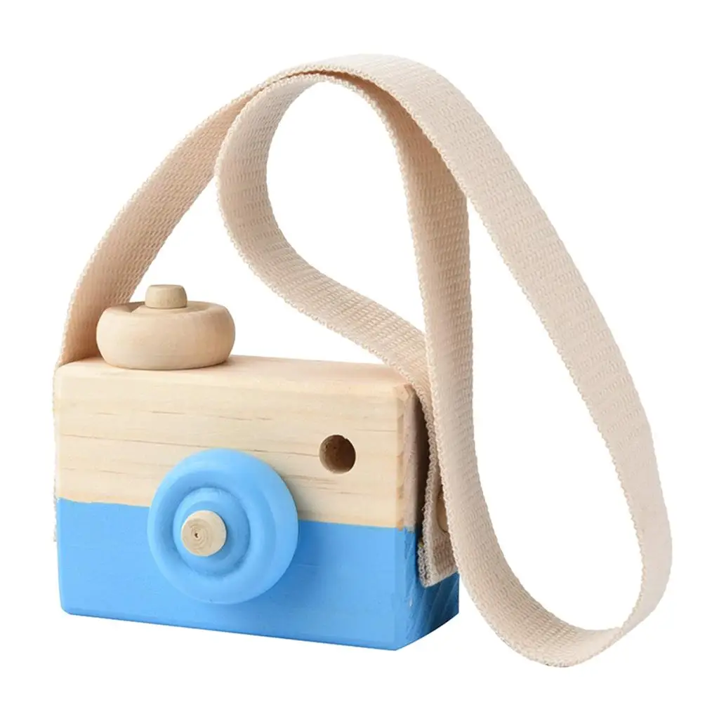 Painted Nursery Kids Wood Camera Children Room Decor Natural Safe Wooden Toy