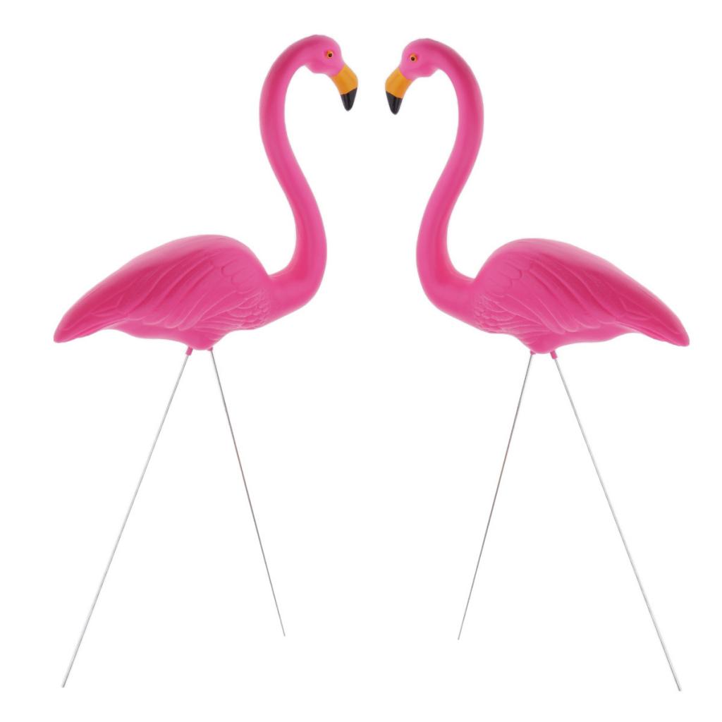 2pc Simulation Standing Flamingo Model Garden Backyard Pond Home Ornament