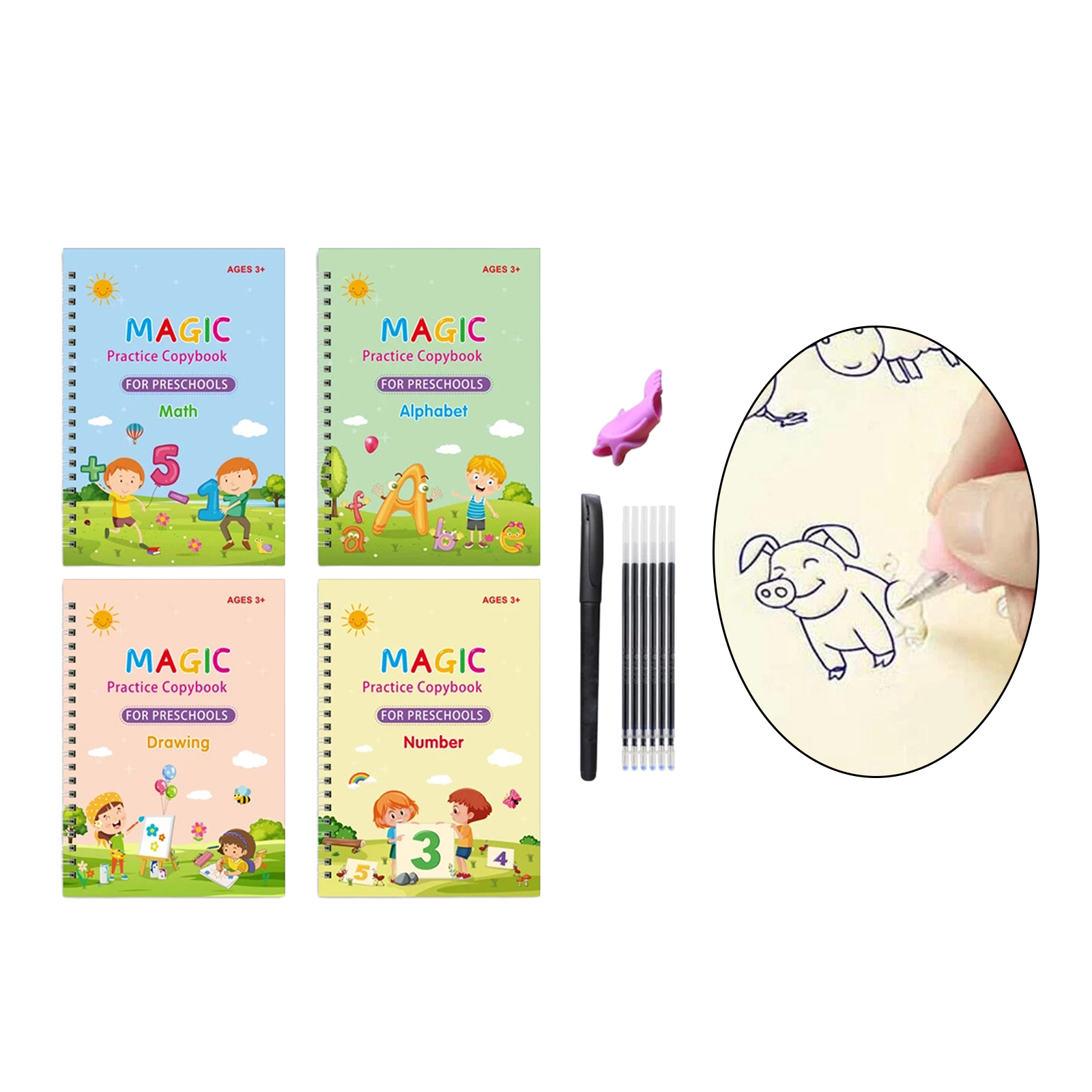 Kids Practice Copybook Reusable Handwrite Practic Calligraphy Copybooks Children Baby Kids Kindergarten Drawing Supplies