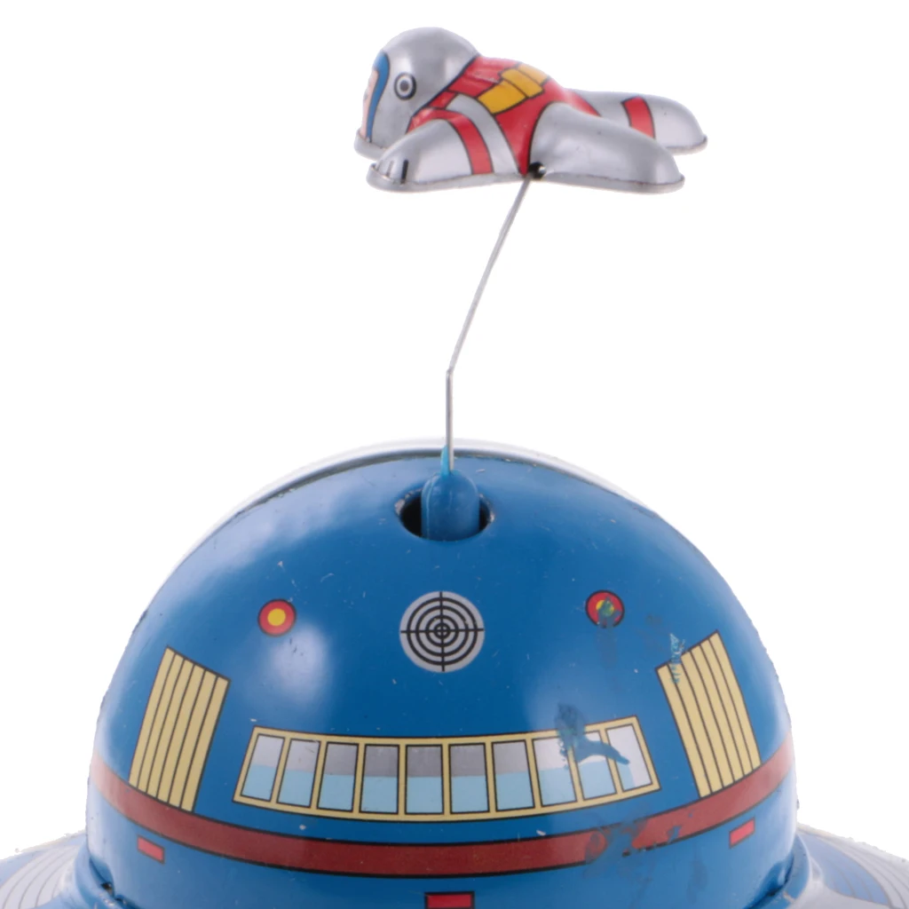 Classic Space Ship Satellite Collectible Clockwork Wind Up Tin Toy for Kids