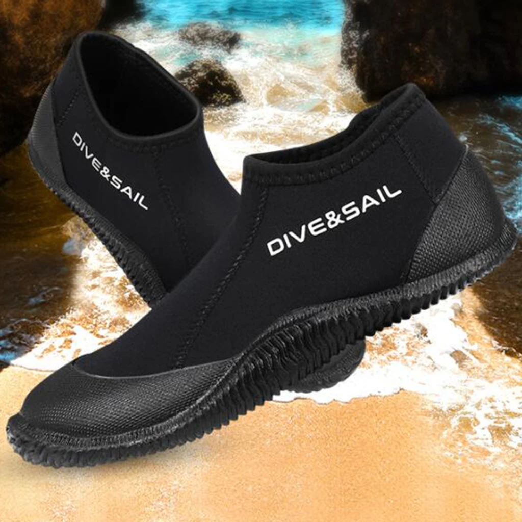 3mm Dive Boots Rubber Sole Wetsuit Diving Shoes Booties for Windsurfing Snorkeling Scuba Rafting Surfing Water Sports Equipment