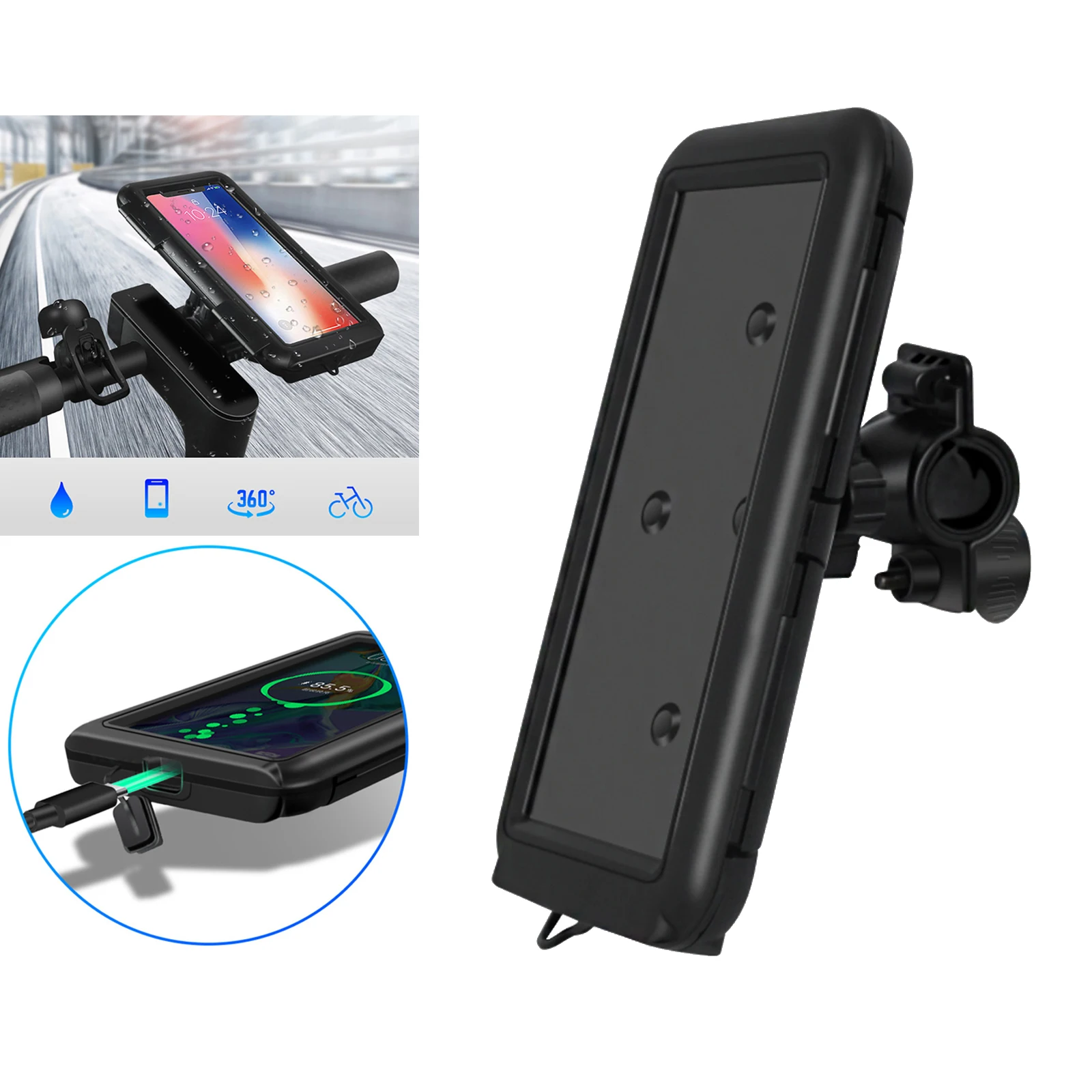 360° Motorcycle Phone Holder Bike  Handlebar GPS Cell Phone Mount Bag