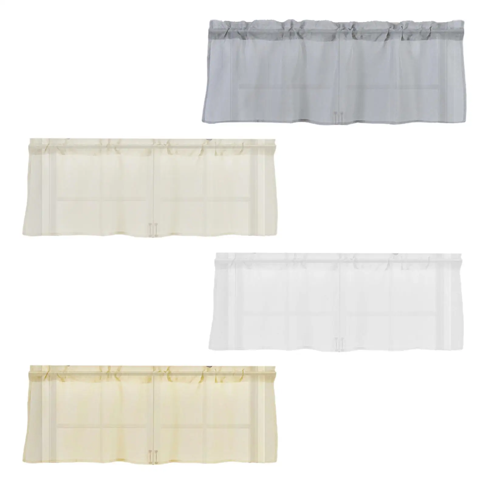 Valances Rod Pocket Straight Linen Short Curtains for Living Room Kitchen Bathroom