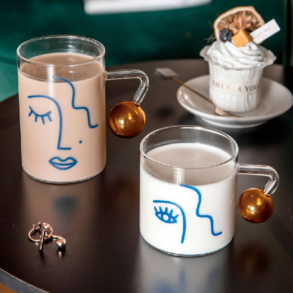 Glass Mug Home Office Hot Cold Coffee Milk Juice Latte Water Drinking Cup