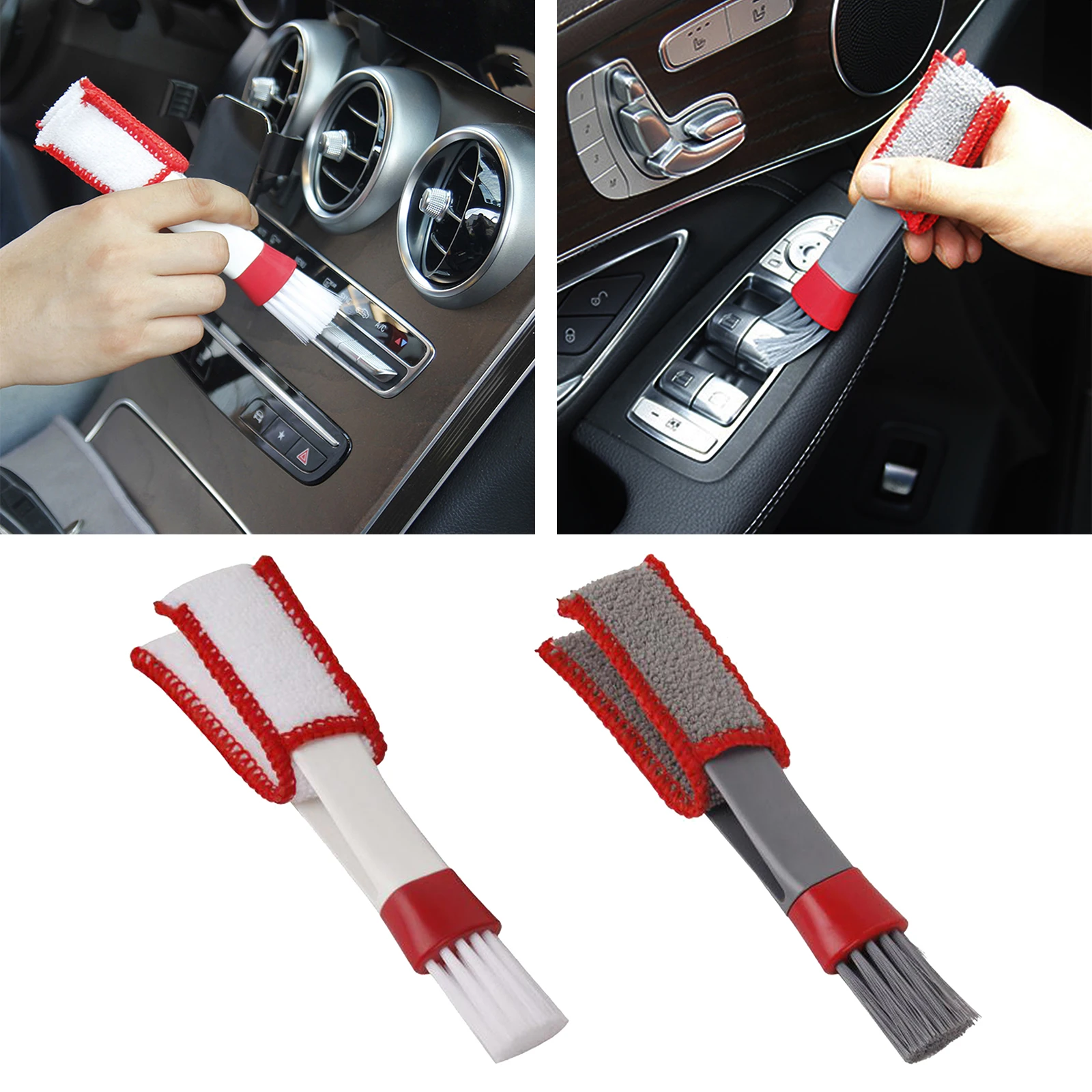 Car AC Vent Brush Windows Computer Blinds Dust Cleaner Double End Cleaning Brush