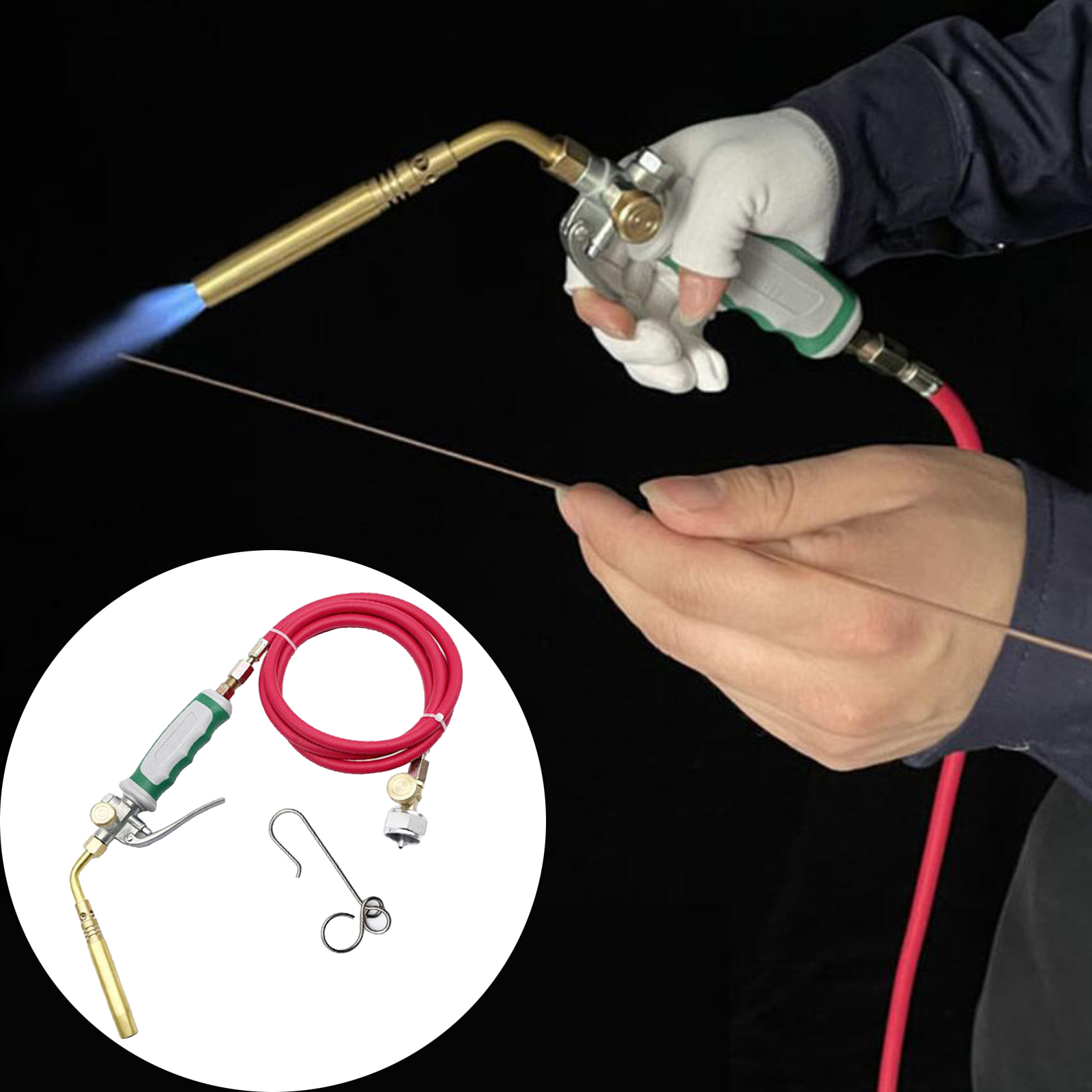 Gas Brazing Torch MAPP Propane Gas for Brass Aluminum Alloy ABS Braze Soldering Welding Torch Outdoor Picnic with 1.6m Hose