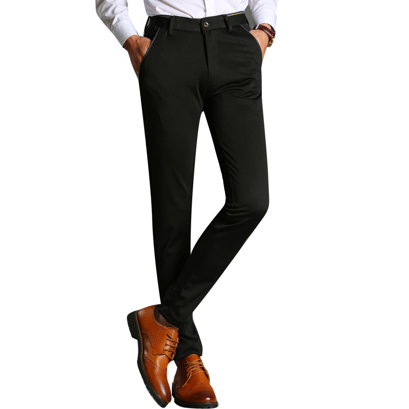 2021 Spring Non-Iron Dress Men Classic Pants Fashion Business Chino Pant Male Stretch Slim Fit Elastic Long Casual Black Trouser