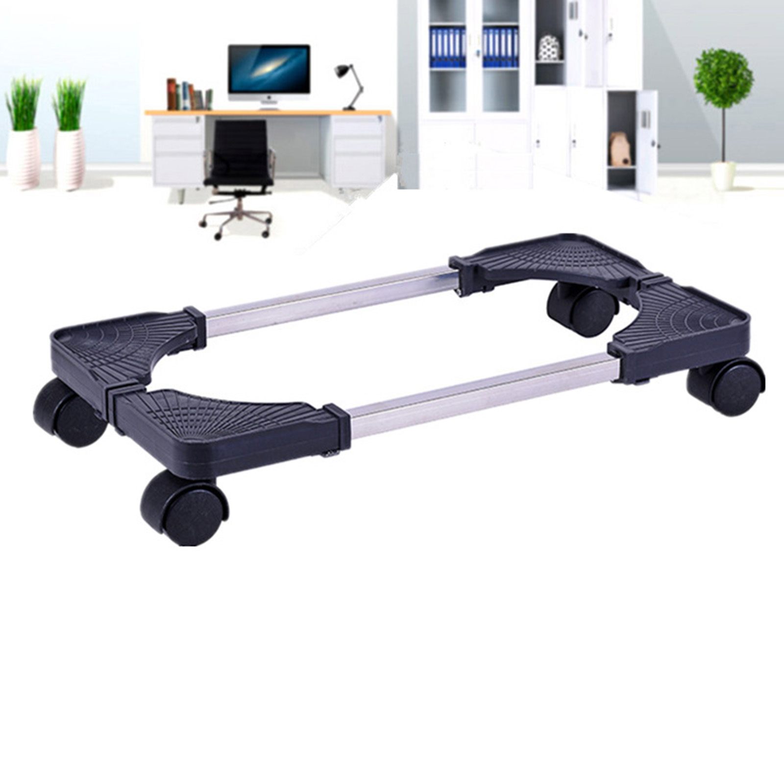 PC Desktop CPU Stand Holder Computer Tower Rolling Wheels Width Adjustable