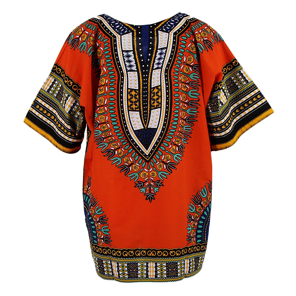 Ethnic Kaftan Shirt Unisex African Prints Geometric Embroidery