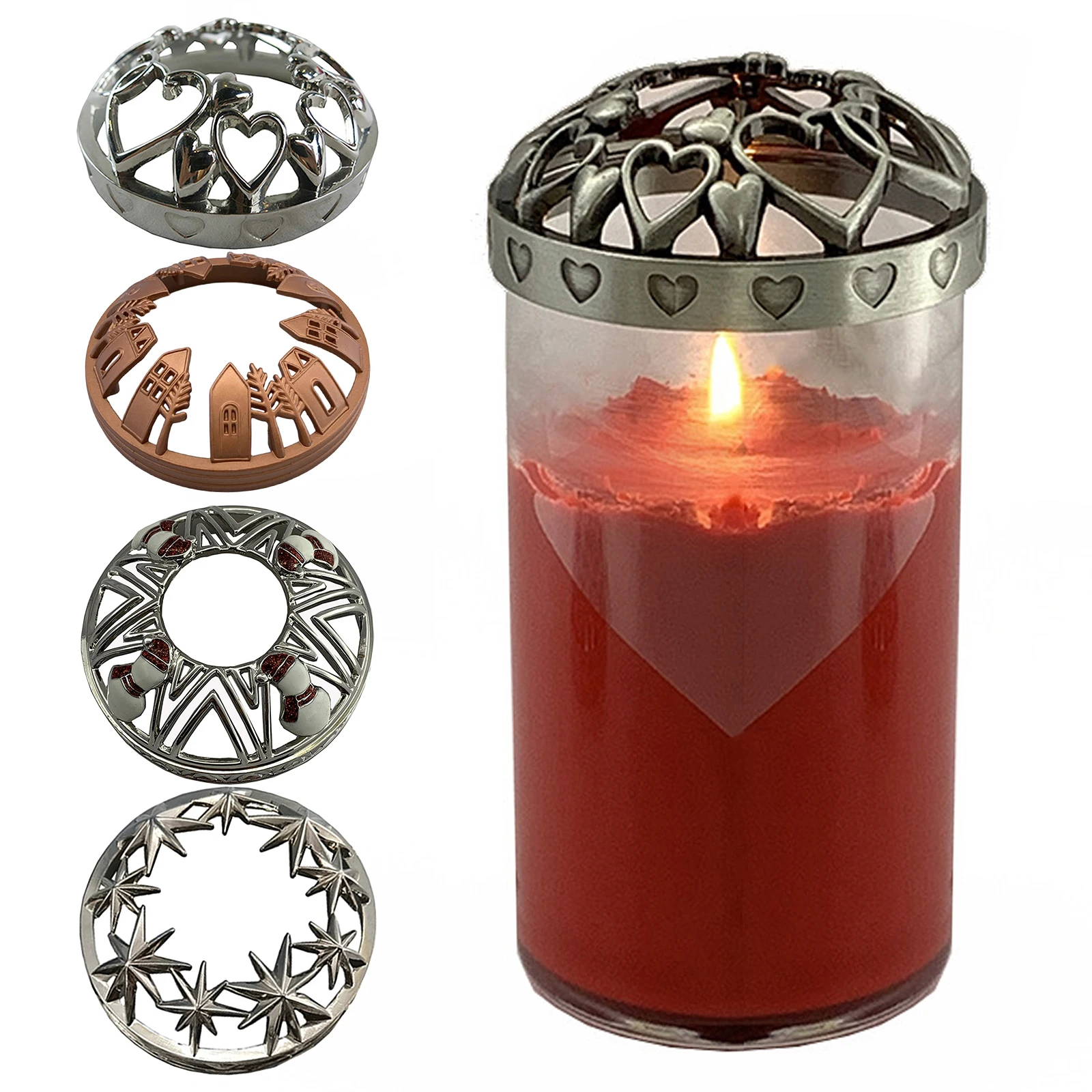 Tea Light Candle Topper Cover Candle Jar Metal Lid Accessories Shades Decor