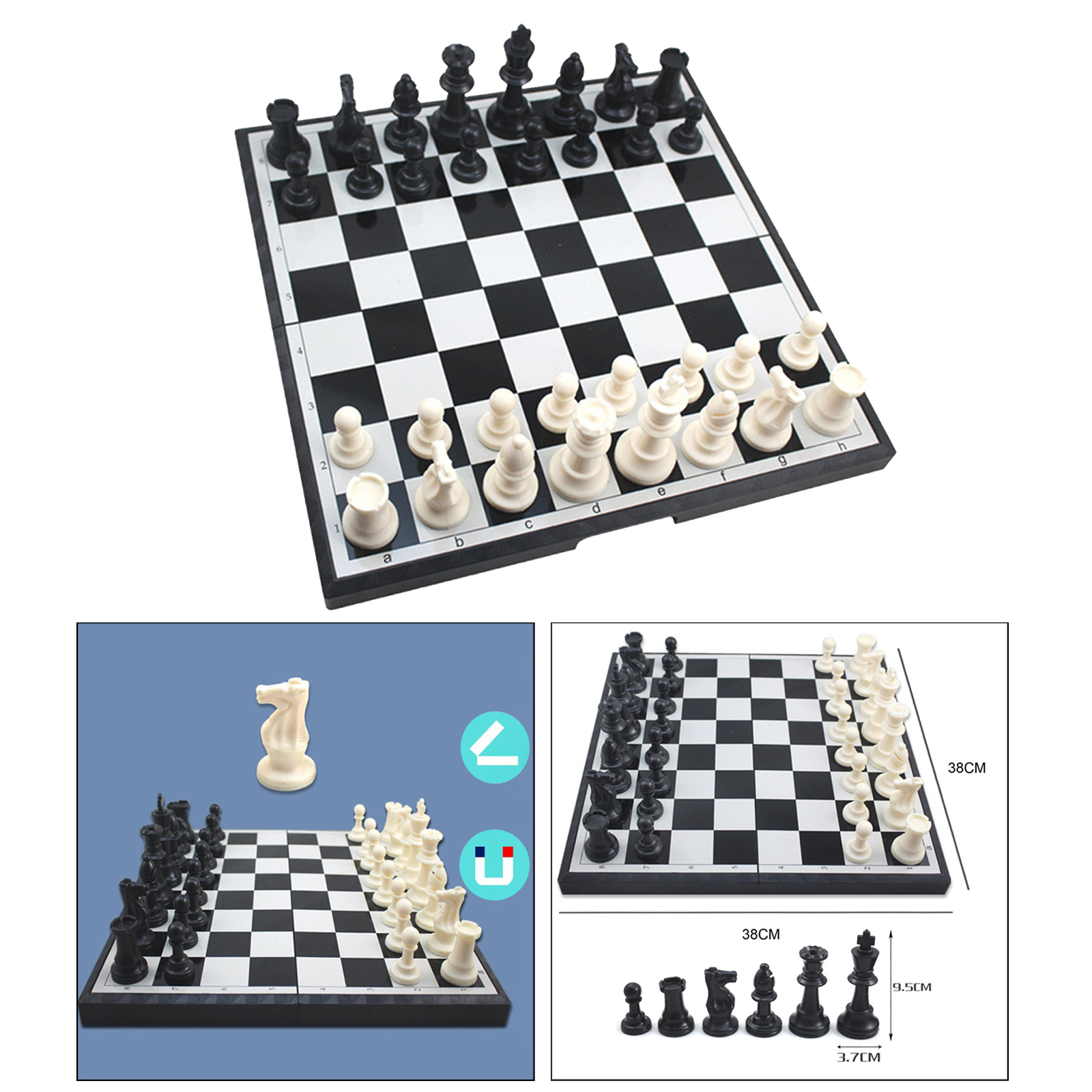 Portable Chess Set Magnetic Chessmen King Queen Chess Game Board Game Toys