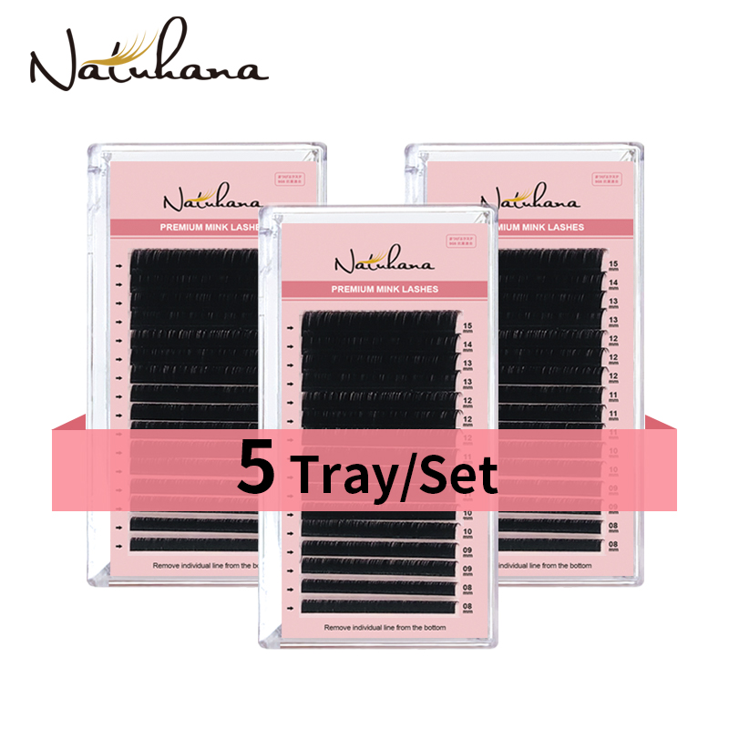 Best of NATUHANA 5 Cases / Lot 16rows 8~15mm Mix Custom Mink Eyelash Extension Dlux Natural Soft False Mink Lashes Cilia Makeup Cilios Reviews & Tips