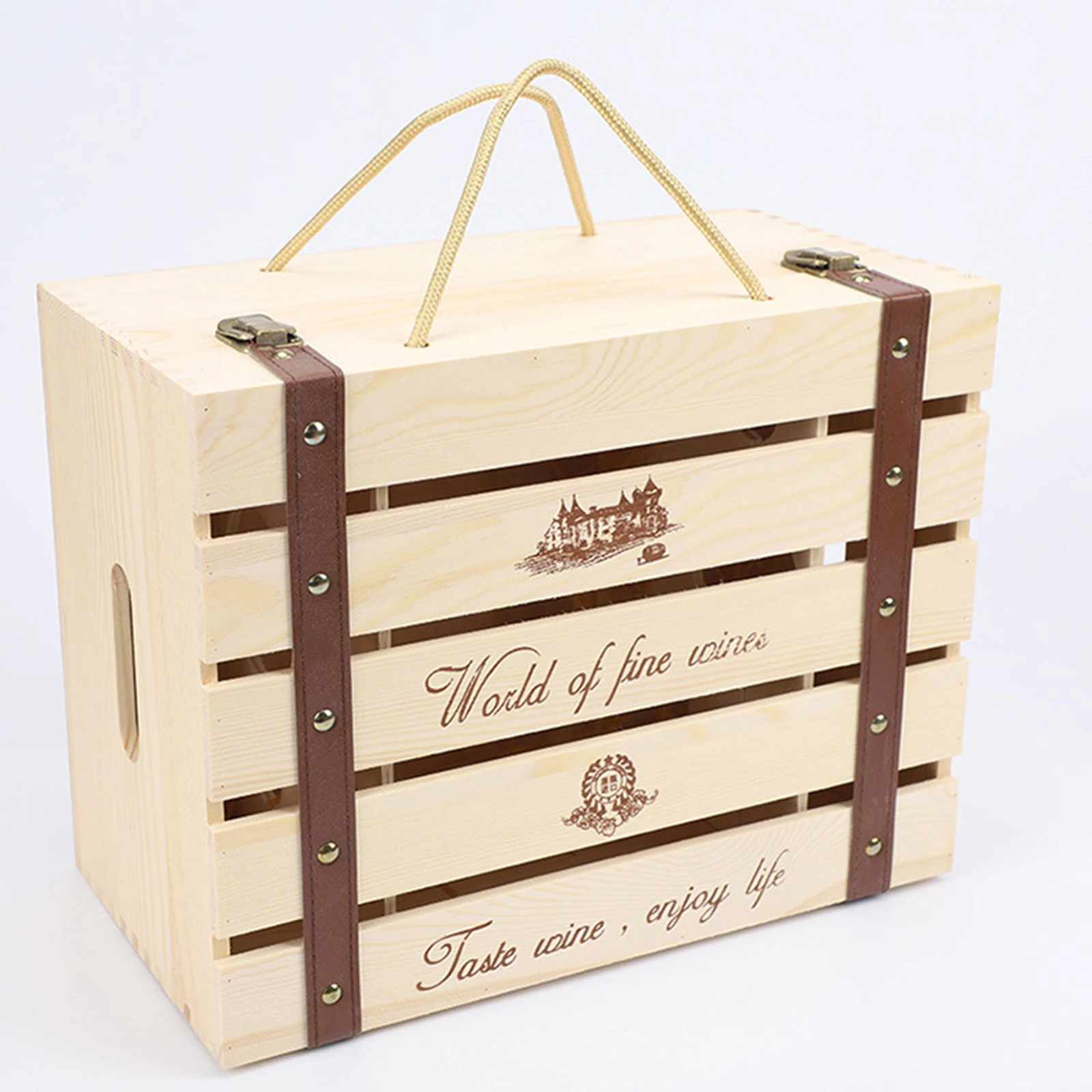 Wine Collection Box Carrier Storage Retro Wood Red Wine/Jewelry Holder Case 