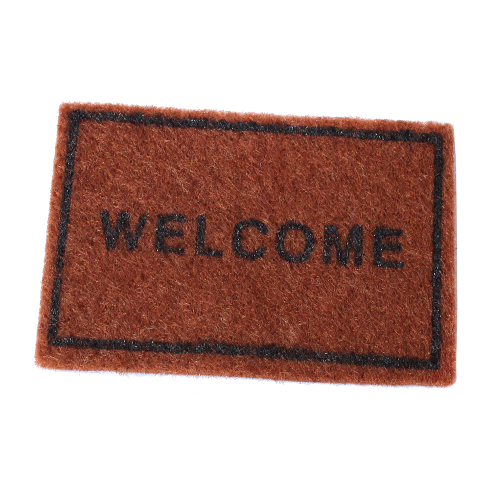 Dollhouse Miniature Rug, Brown WELCOME Flooring Carpets for Doll Living Room Decor