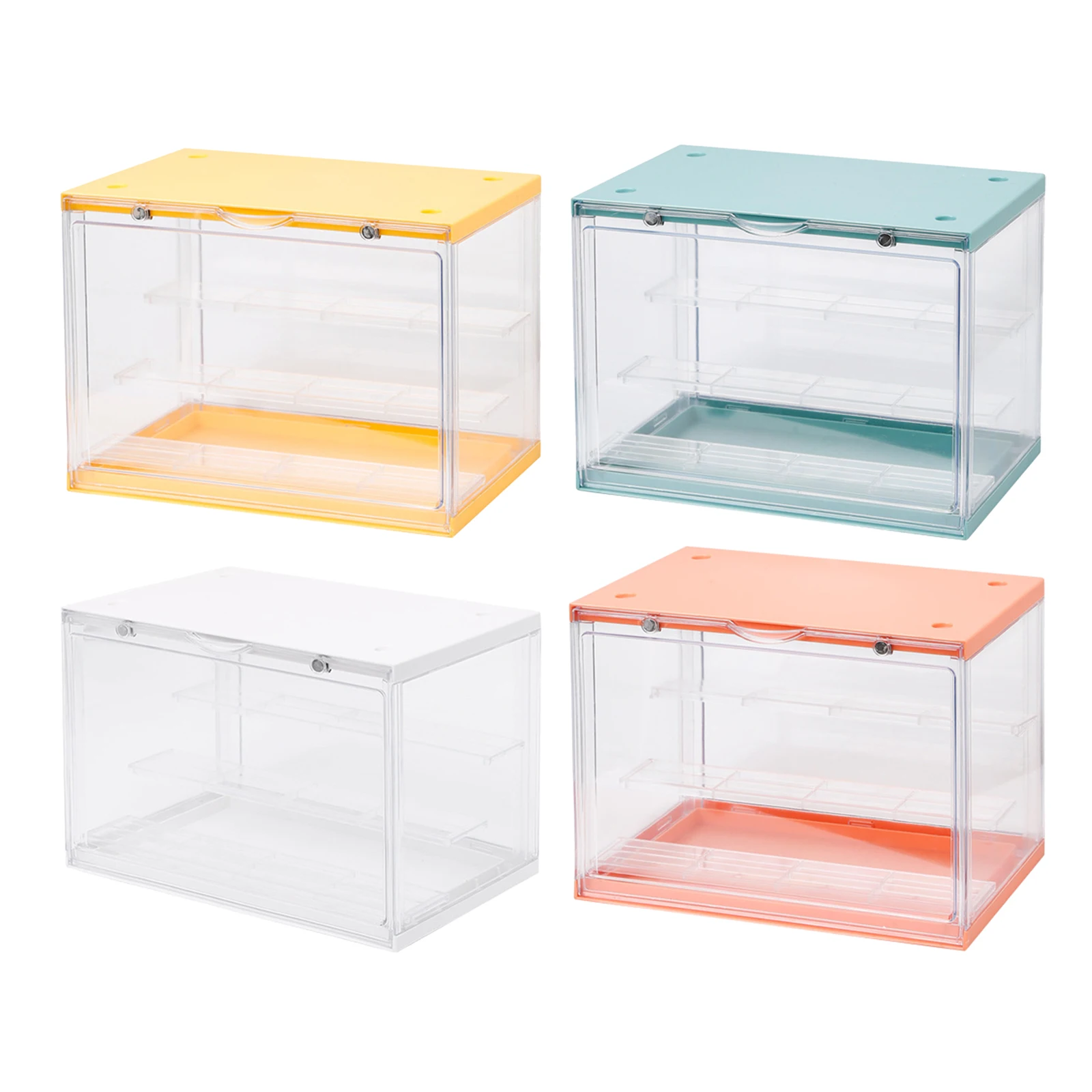 Stackable Clear 3 Layer Action Figure Display Case Dustproof Showcase for Doll Action Figure Diecast Car Models Shelf Organizer