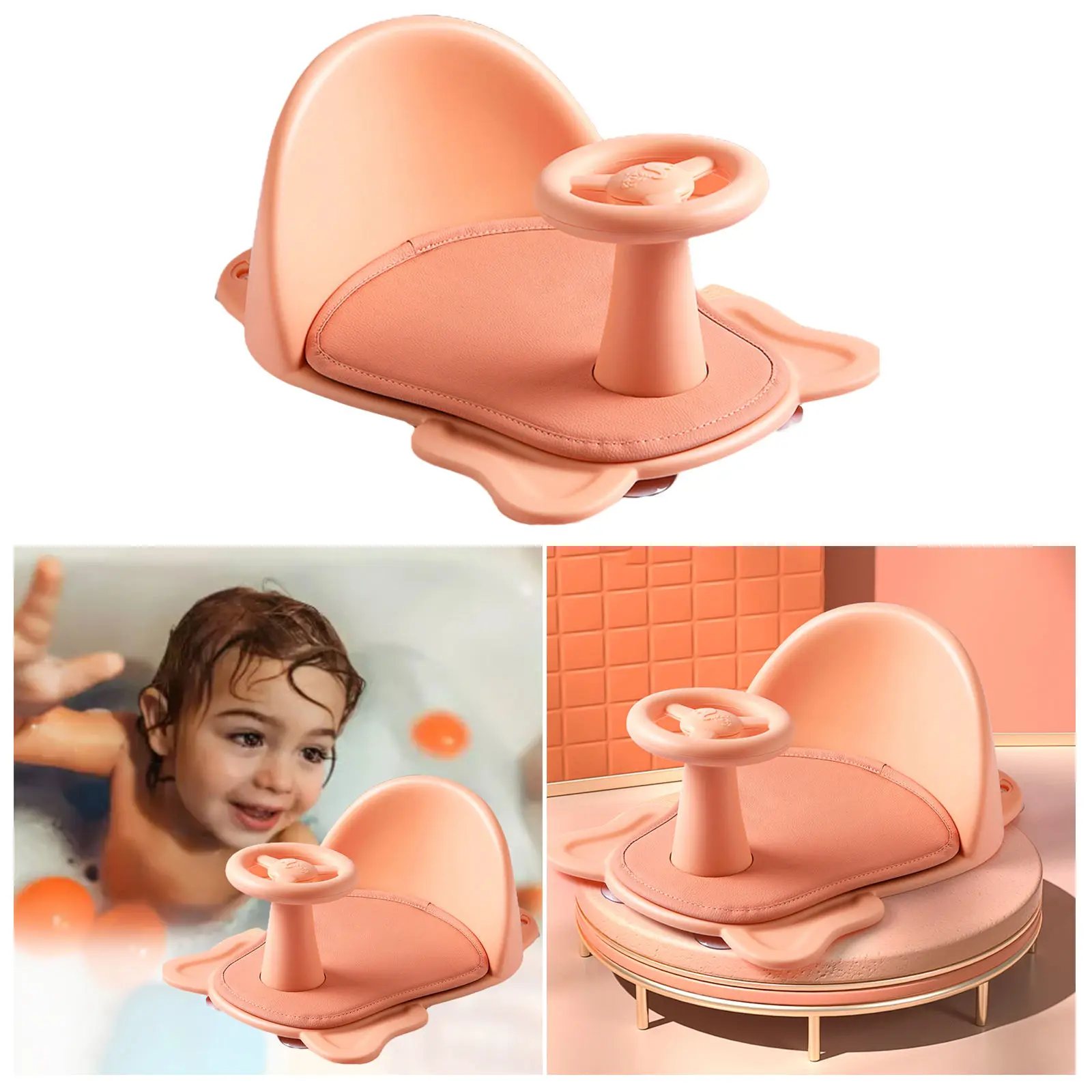 Baby Bath Tub Seat Safety Suction Cup Backrest Sit up Bathing for Toddlers 6 Months & Up Baby Bathing
