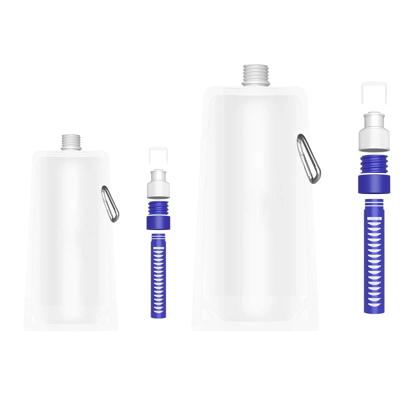 480/1000ml Collapsible Water Filter Bottle with Water Filter Straw BPA Free Outdoor Filtered Water Bag for Camping Cycling