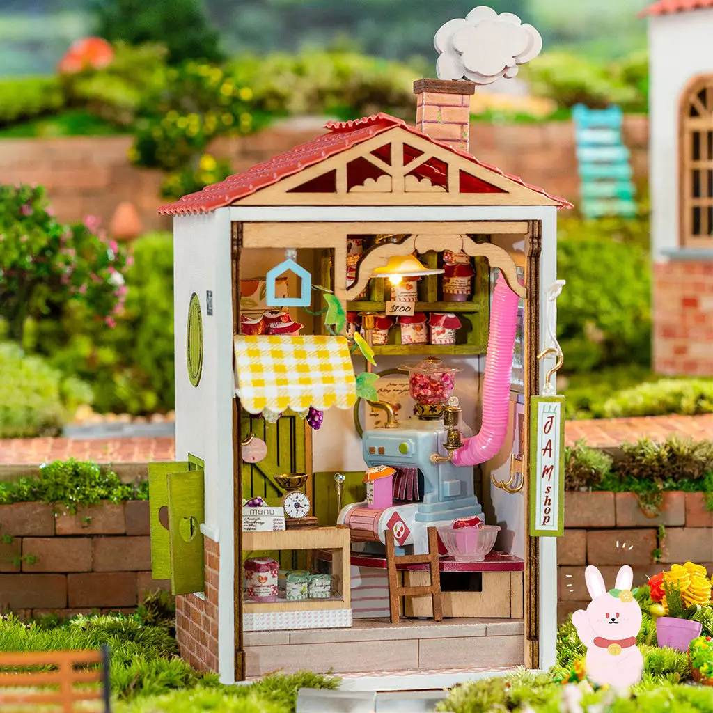 3D Handmade Wooden Dollhouse Miniature Doll Houses with Furniture Lights Plants Ornaments Assemble Toy Gifts for Children
