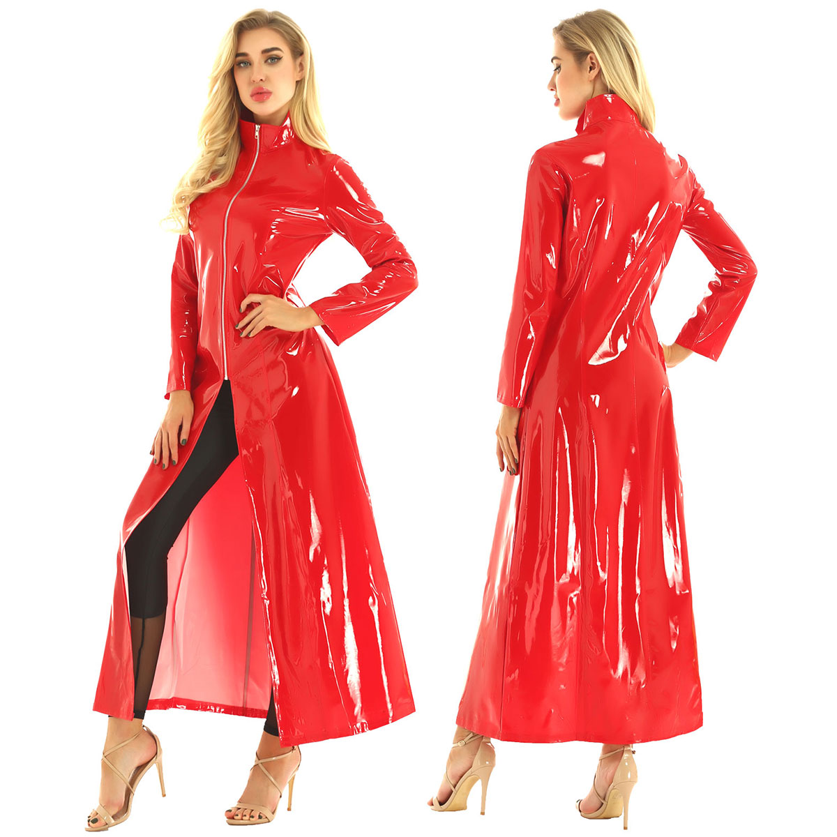 couro patente manga longa ponchos capes para