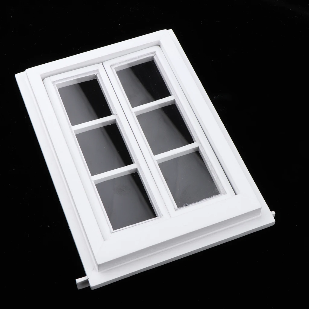 Châssis Cadre Fenêtre 12-volet En bois Blanc 1:12 Miniature Maison de Poupée 
