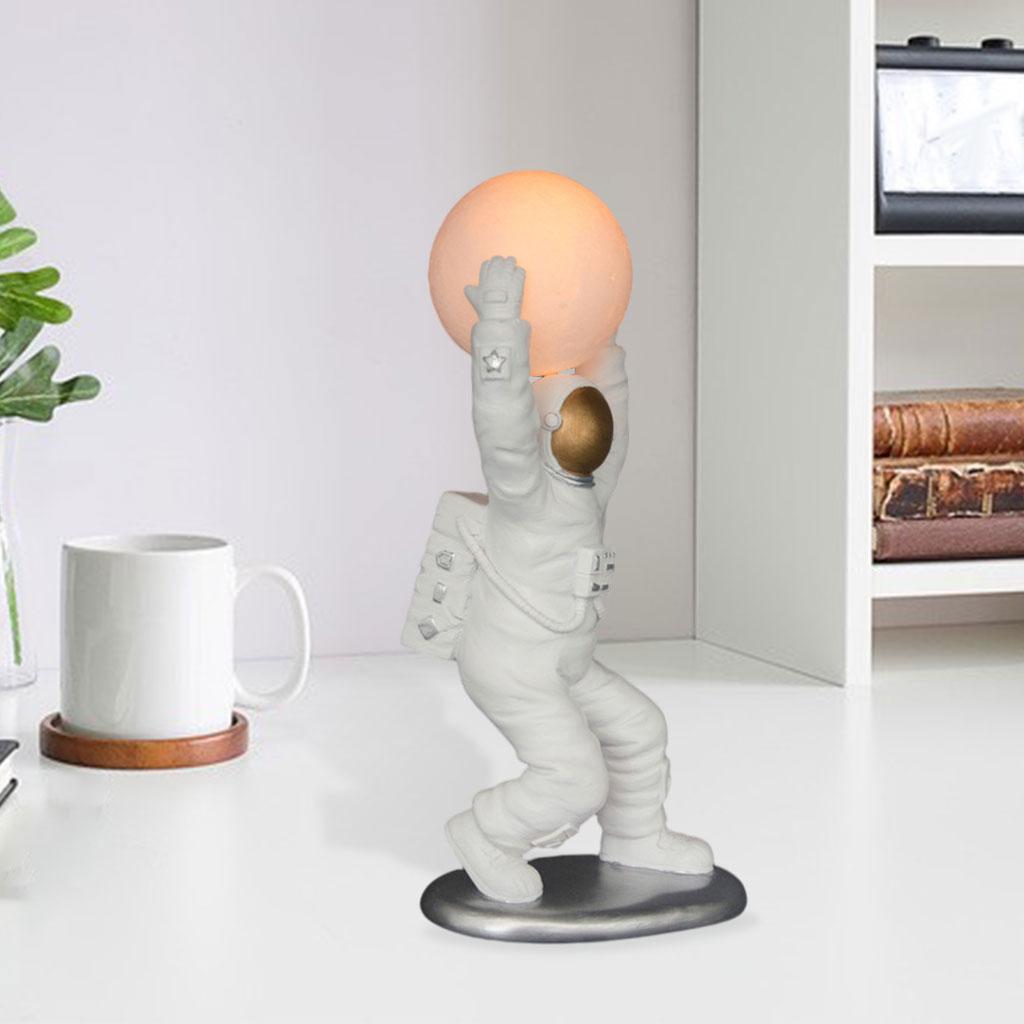 Desktop Astronaut Figurine Nightlight Model Sculpture Outer Space Touch Control Cute for Cabinet Living Room Fireplace Office