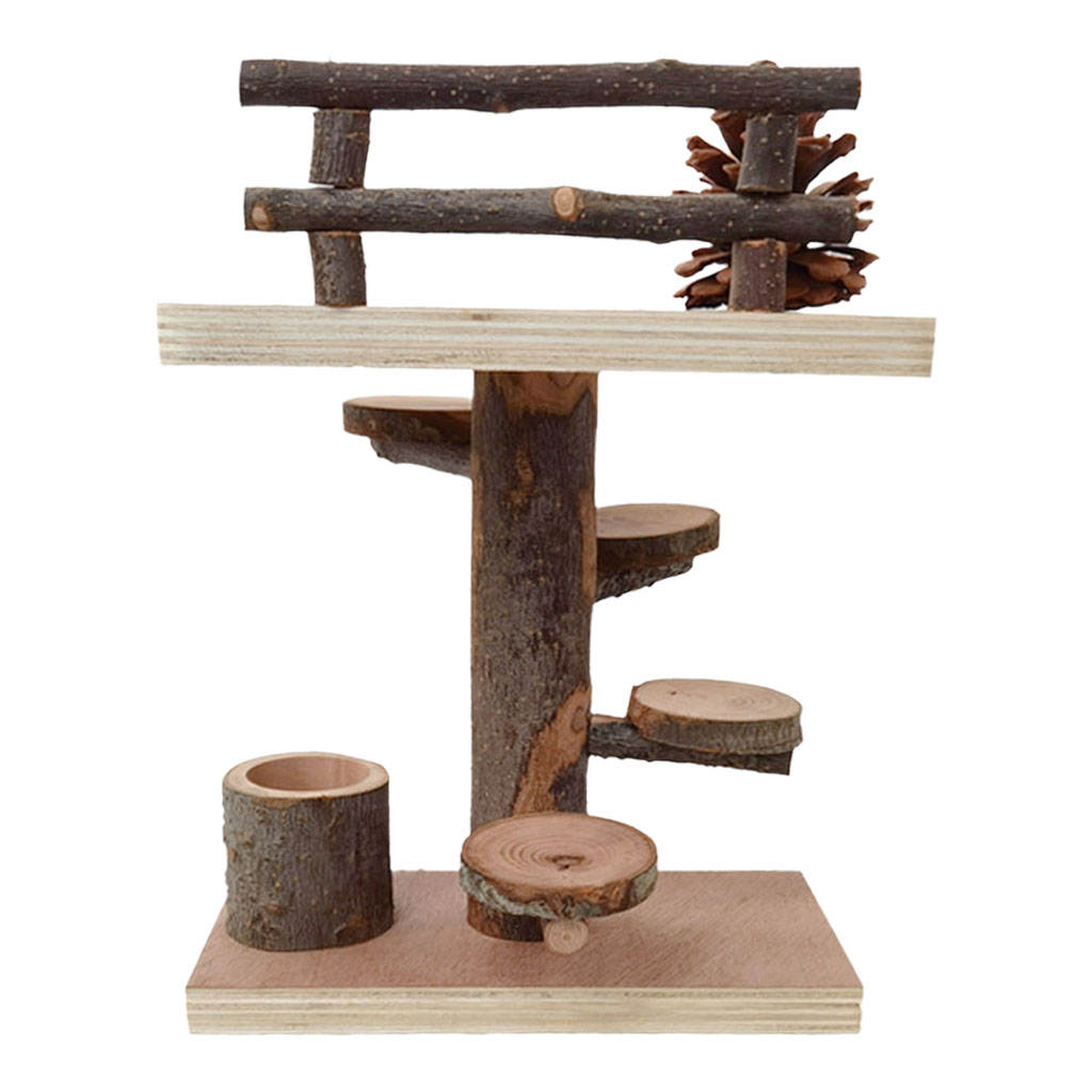Hamster Wooden Toys Set Climbing Rotating Ladder Platform for Small Animal Feeder