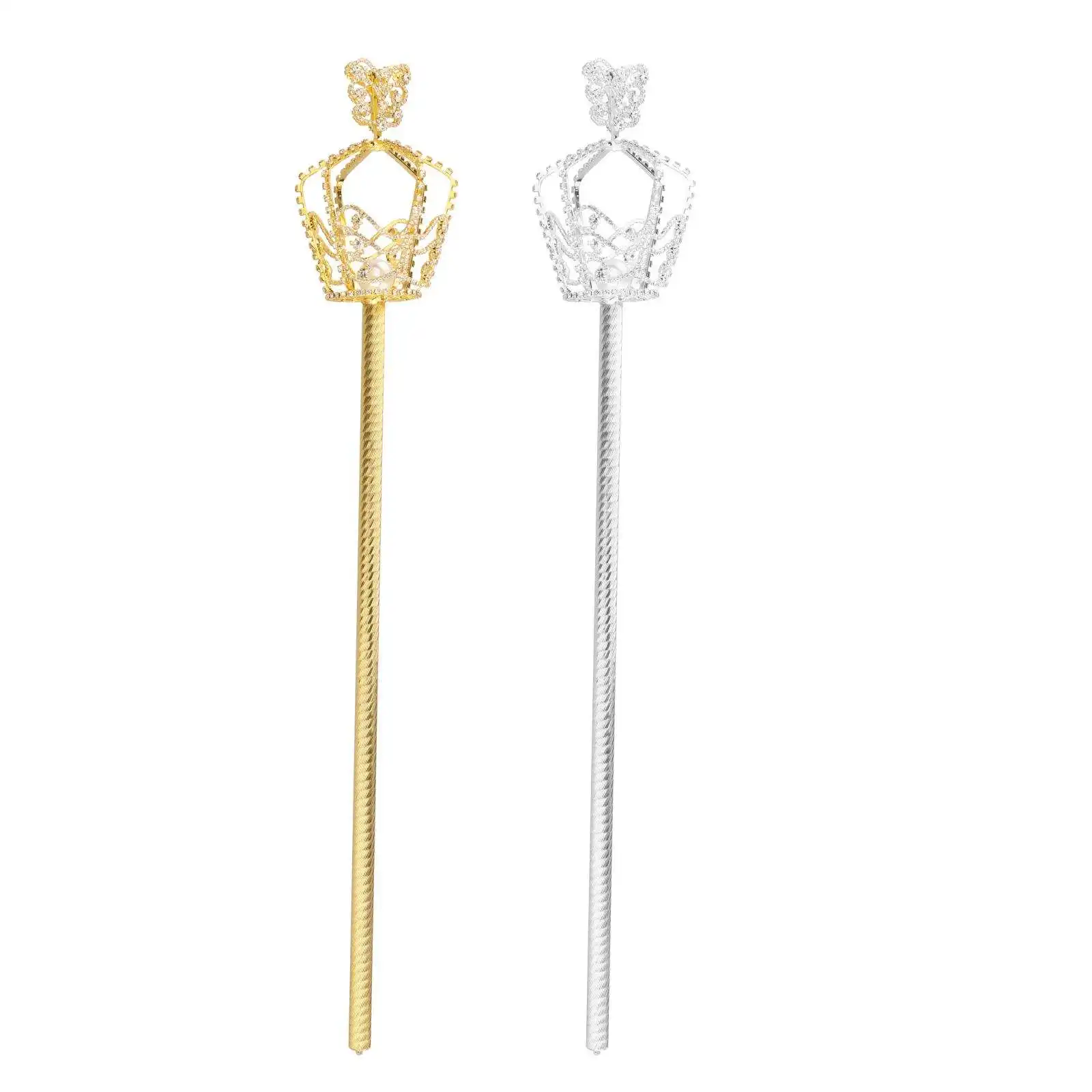 Bling Crystal Scepter Wand Gold/Silver Color Tiaras and Crowns Sceptre King Queen Wedding Pageant Party Costumes Handheld Props