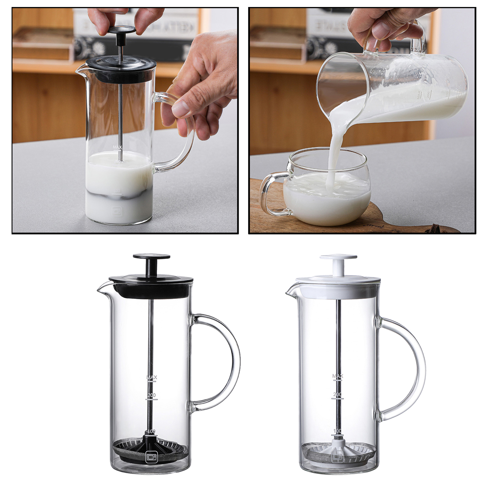 French Press Coffee Maker 16 Ounce Easy Clean Coffee Pot Milk Frother for Coffee Home Travel Office