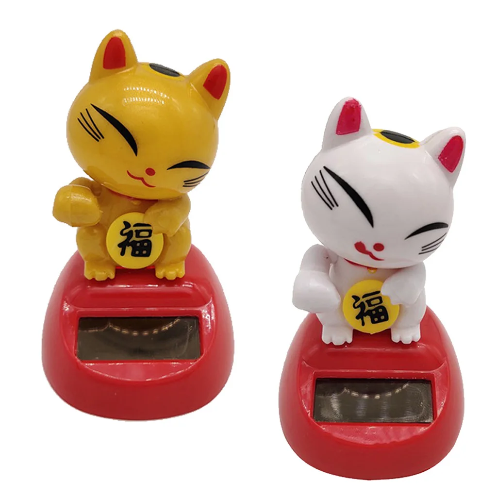 Dancing Lucky Cat Figure Model - Solar Power Model Doll Figurine Statue Kid Educational Science Toy Gift Home Decor