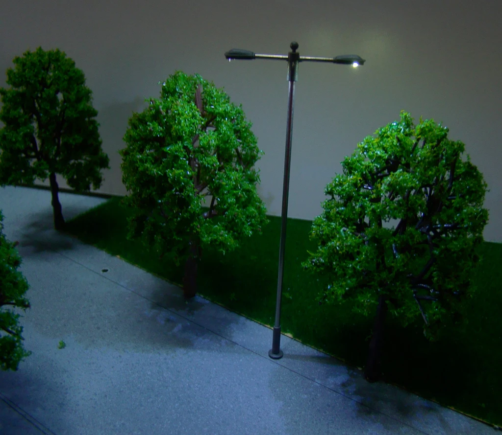 New Arrivals 2015 10pcs Model Street Lamp Lights Double Head for Model Train Layout Scenery