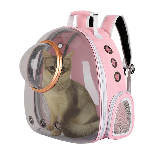 Cat Carrier - Breathable Space Bubble Cat Backpack, Pink