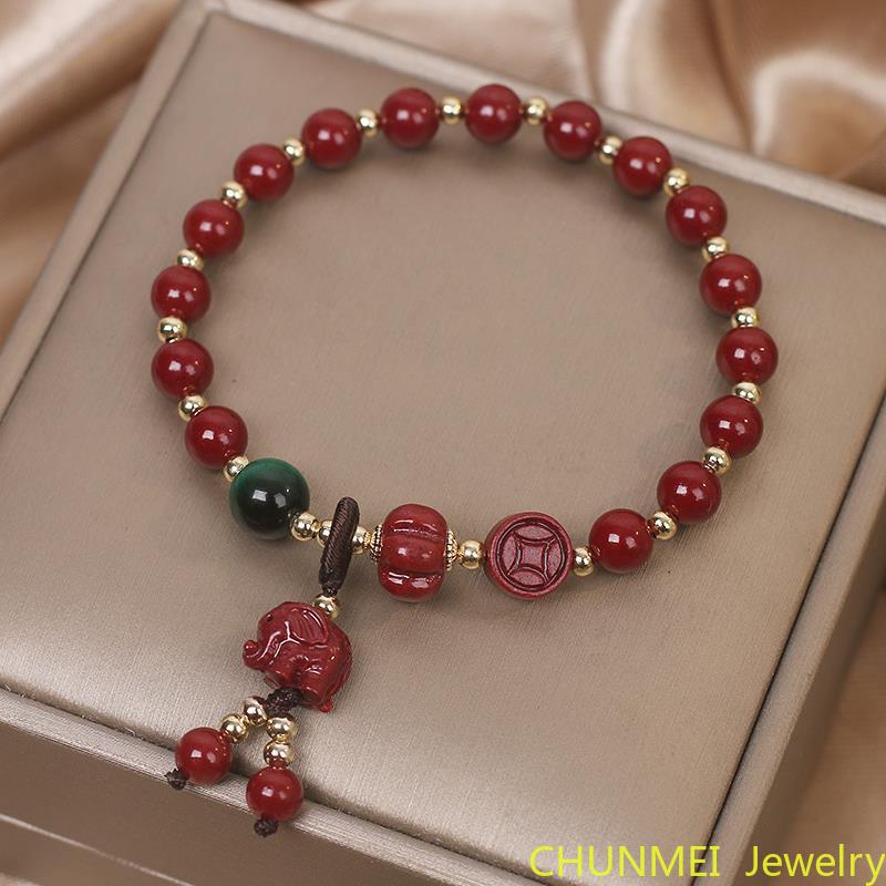 Jade Jewerly Cinnabar Amulet Elephant 
