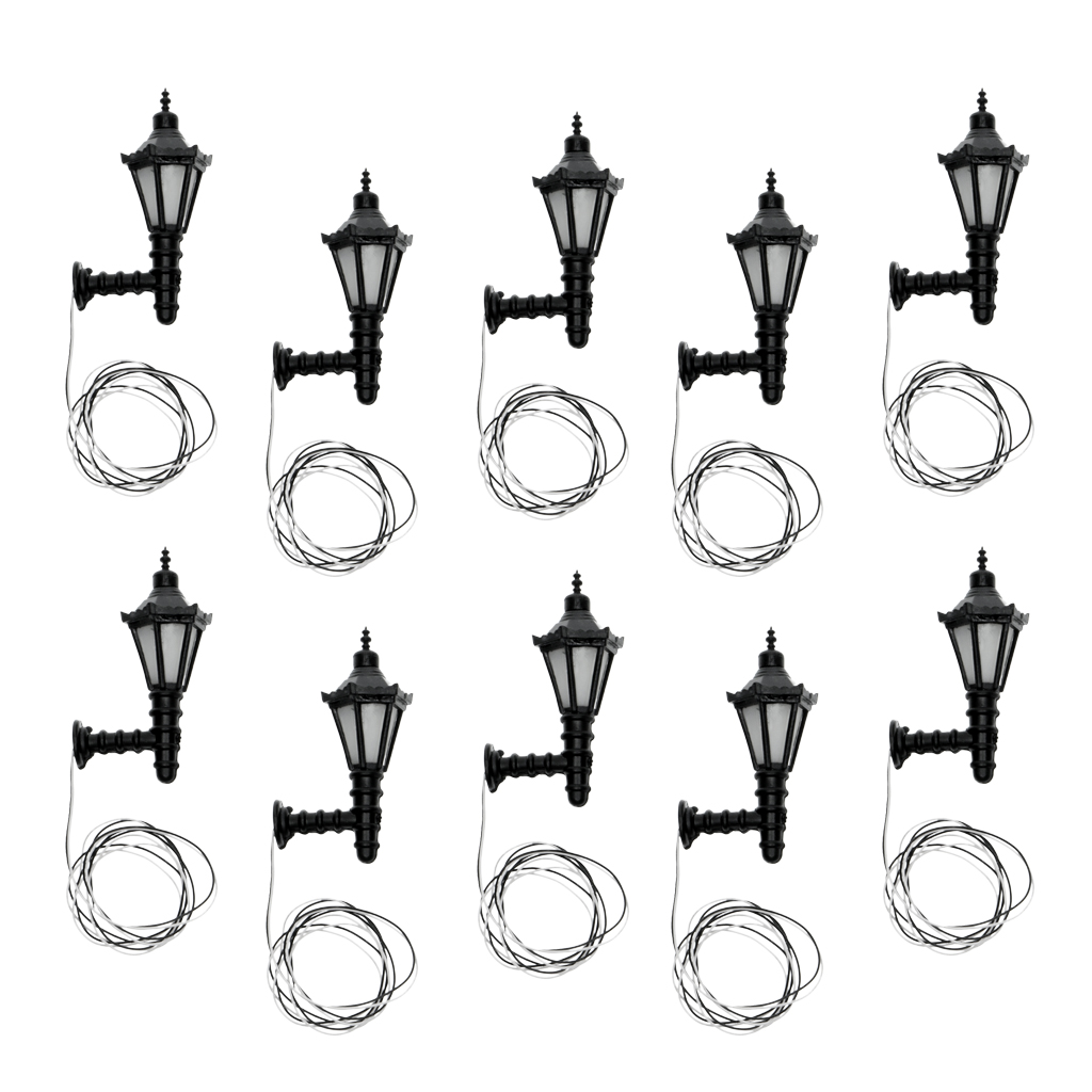 Model 3D Courtyard Light Wired Lamp For Diorama Architecture Landscap,10Pcs