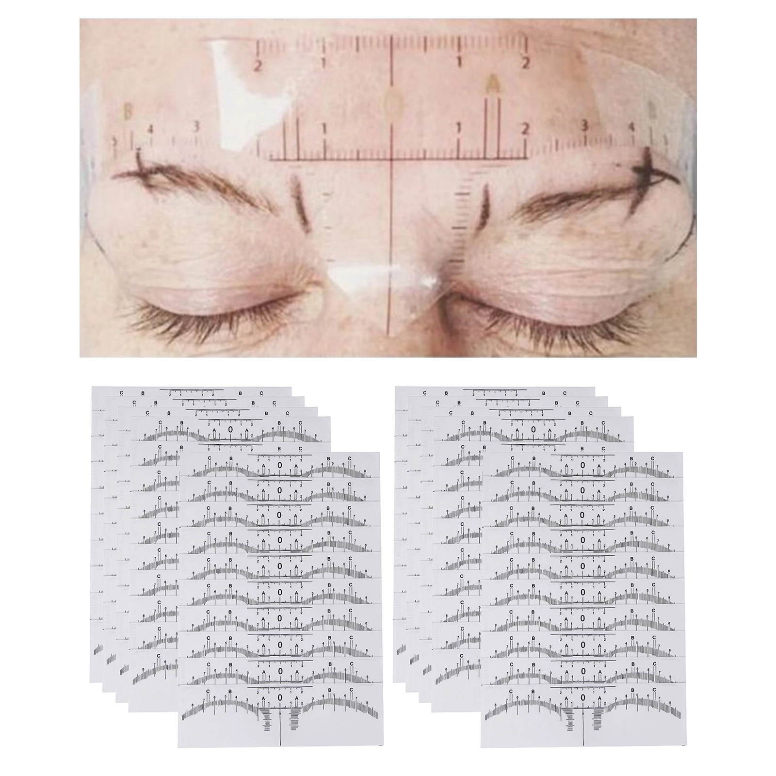 100 pieces Eyebrow Ruler Shaper Eyebrow Stencil Microblading Set