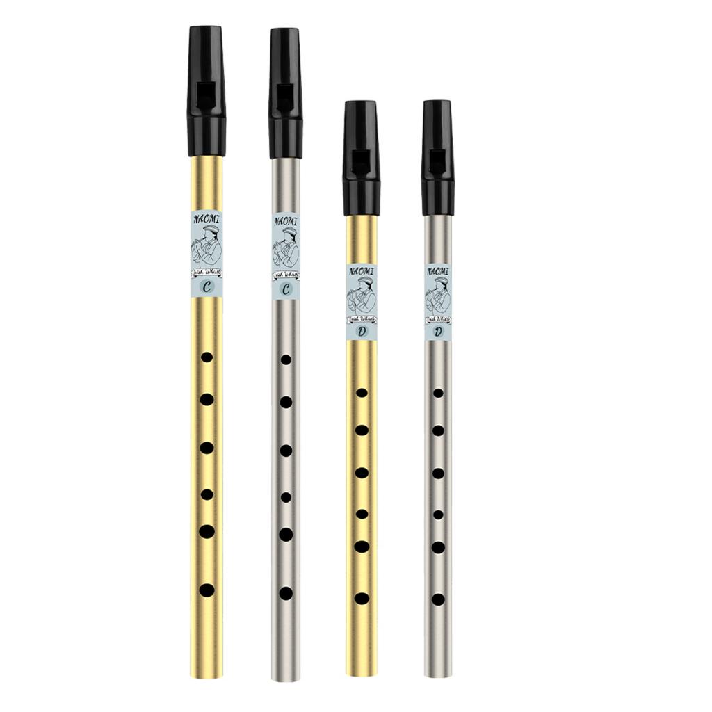 Irish Whistle Flute D C Key 6 Hole Tin  Whistle Nickel Brass