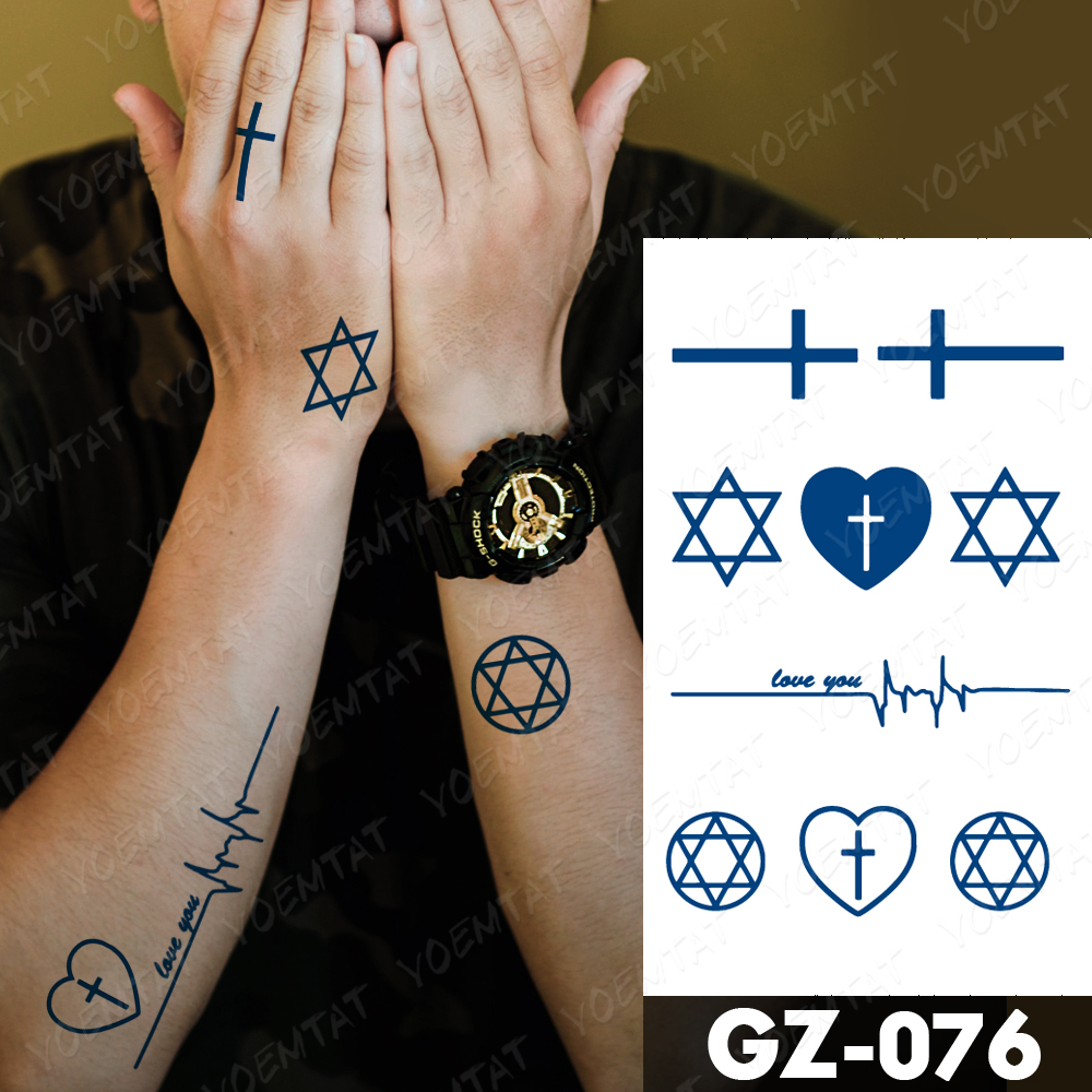 Best of Juice Lasting Waterproof Temporary Tattoo Stickers Cross Pentagram Heartbeat Wave Letter Flash Tattoos Body Art Fake Tatto Male Reviews & Tips