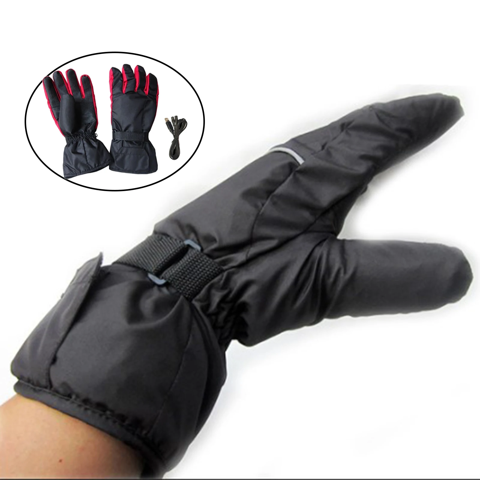 1 Pair Heated Gloves Electric Heating Gloves Windproof Winter Gloves for Outdoor Hiking Riding Racing Bike Motorcycle Gloves