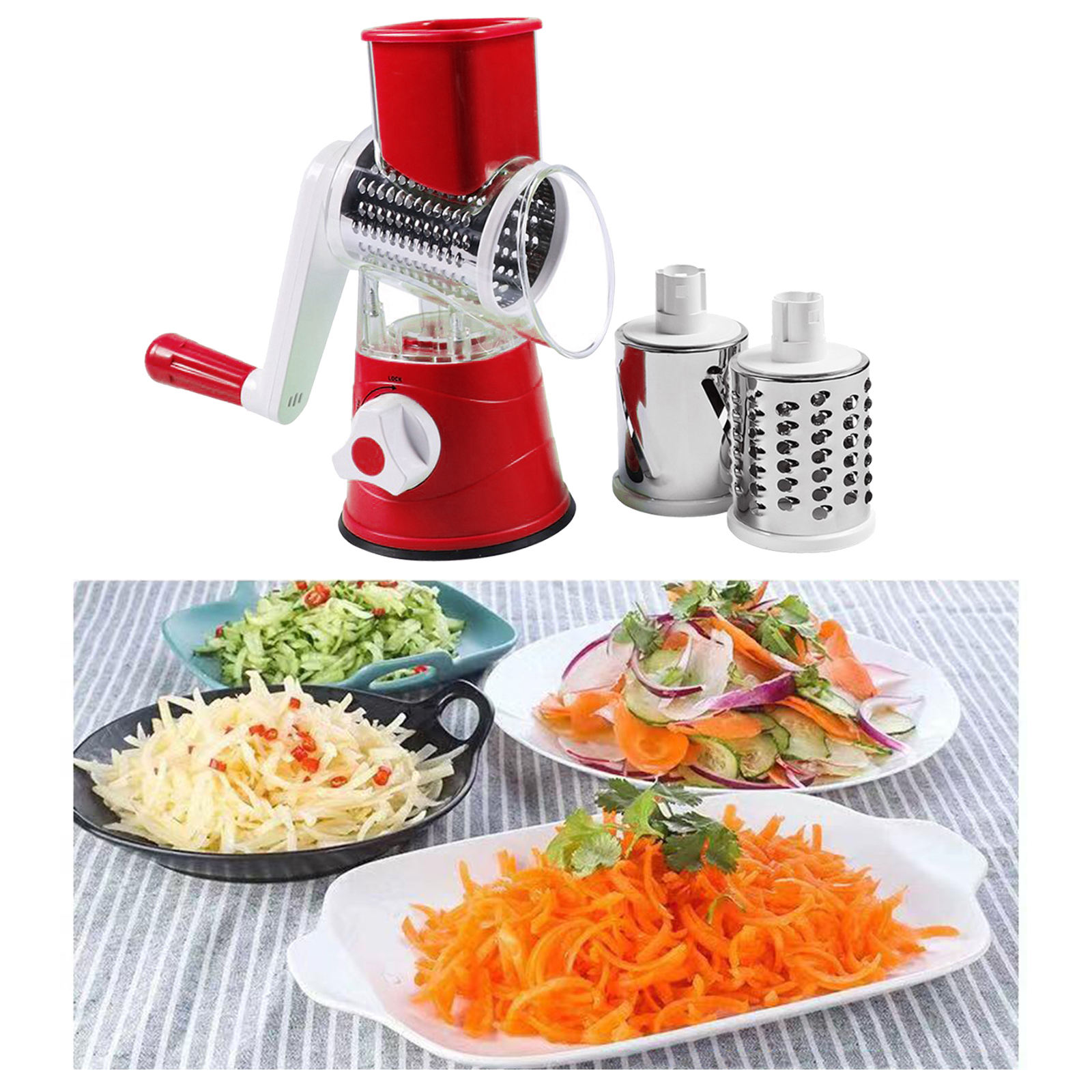 Rotary Grater Manual Vegetable Cutter Fast Hand Crank Fruit Shredder Potato Cheese Cucumber Kitchen Gadgets