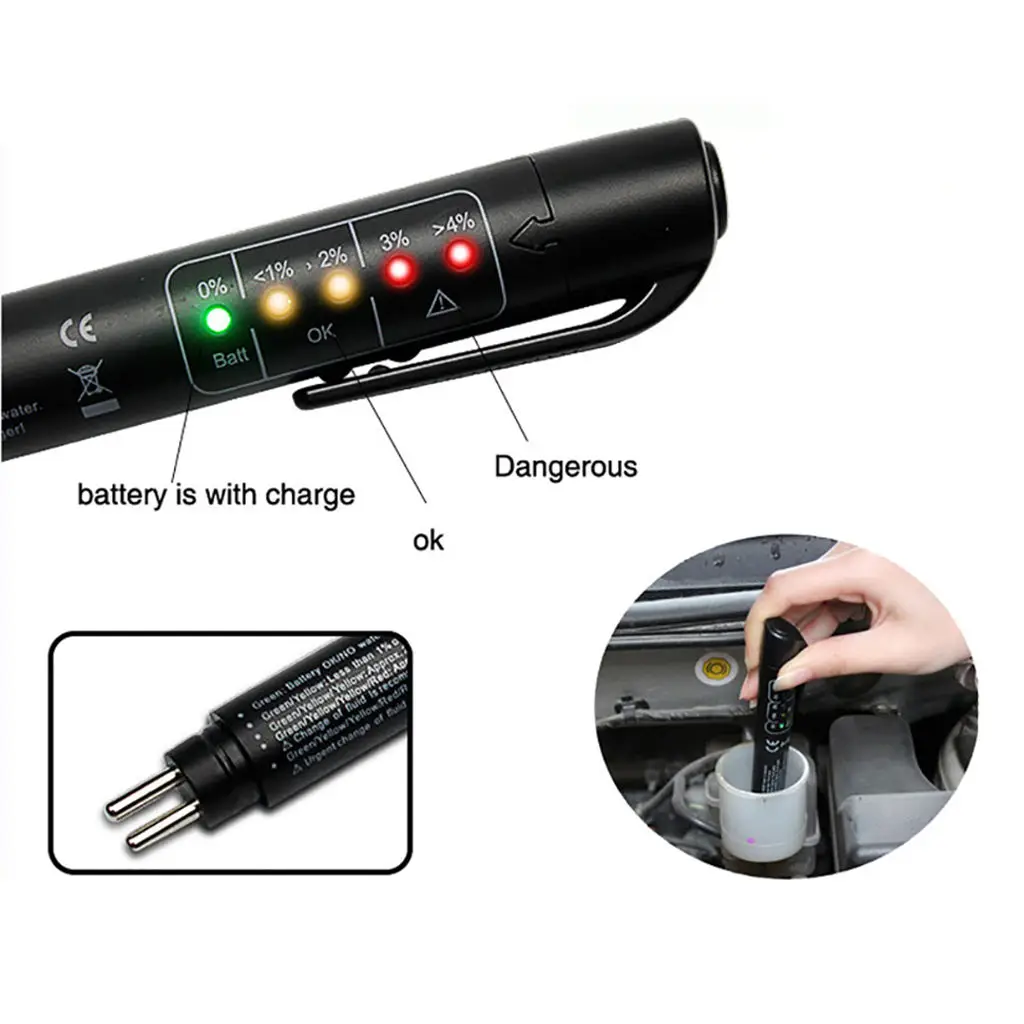 Quality OBD2 Brake Fluid Liquid Tester Pen With 5 LED Car Auto Vehicle Diagnostic Tools Universal Brake Oil Tester Indicator