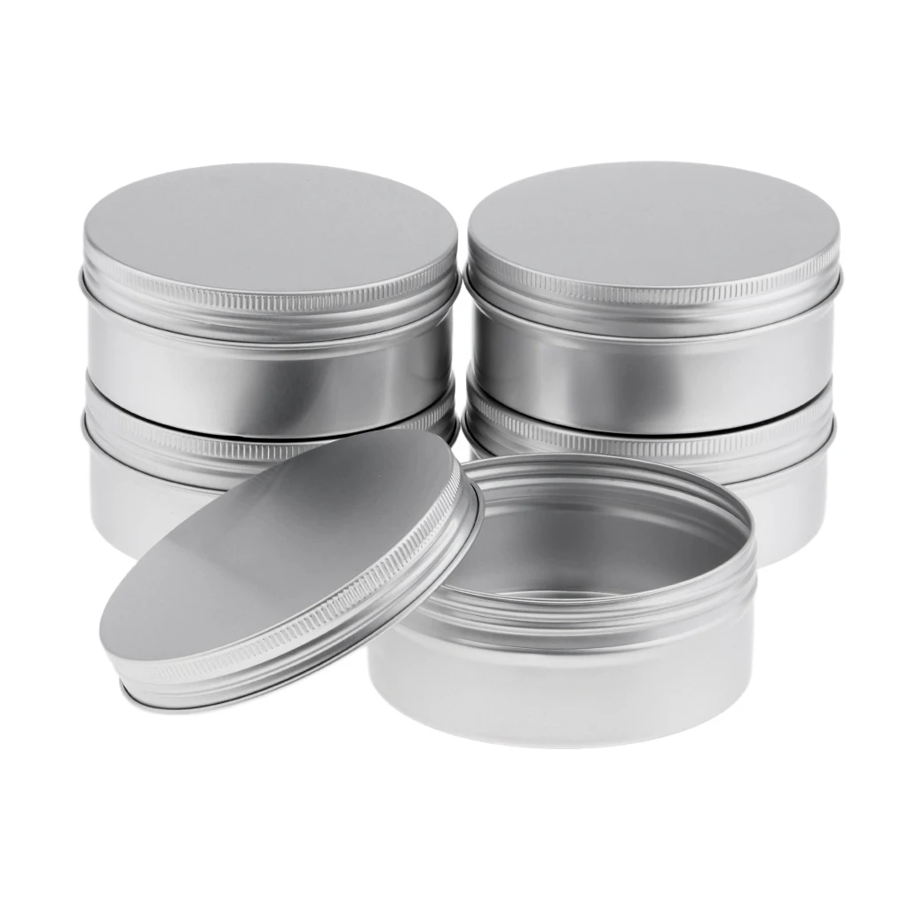 5 Pack Aluminium Tin Large Make Up Candle Pots  250ml Capacity Empty Big Cosmetic/Candle/Spice Pots/Hair Product/Sweet Tin Jar