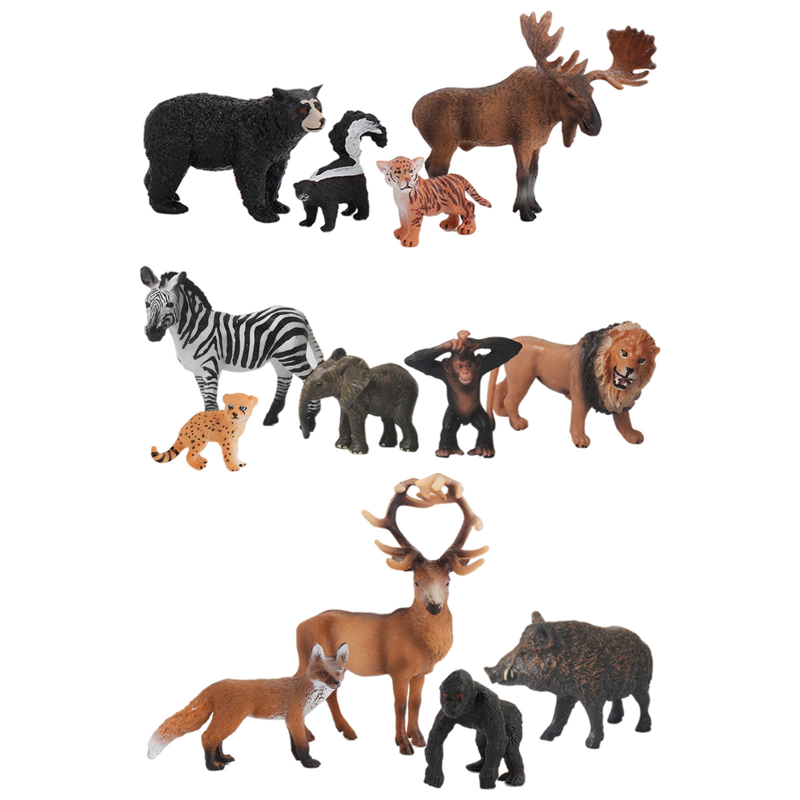 Wild Animal Model Painted Educational Collection Educational Kit Lion Elk Little Leopard Wild Boar Honey Badger Kids