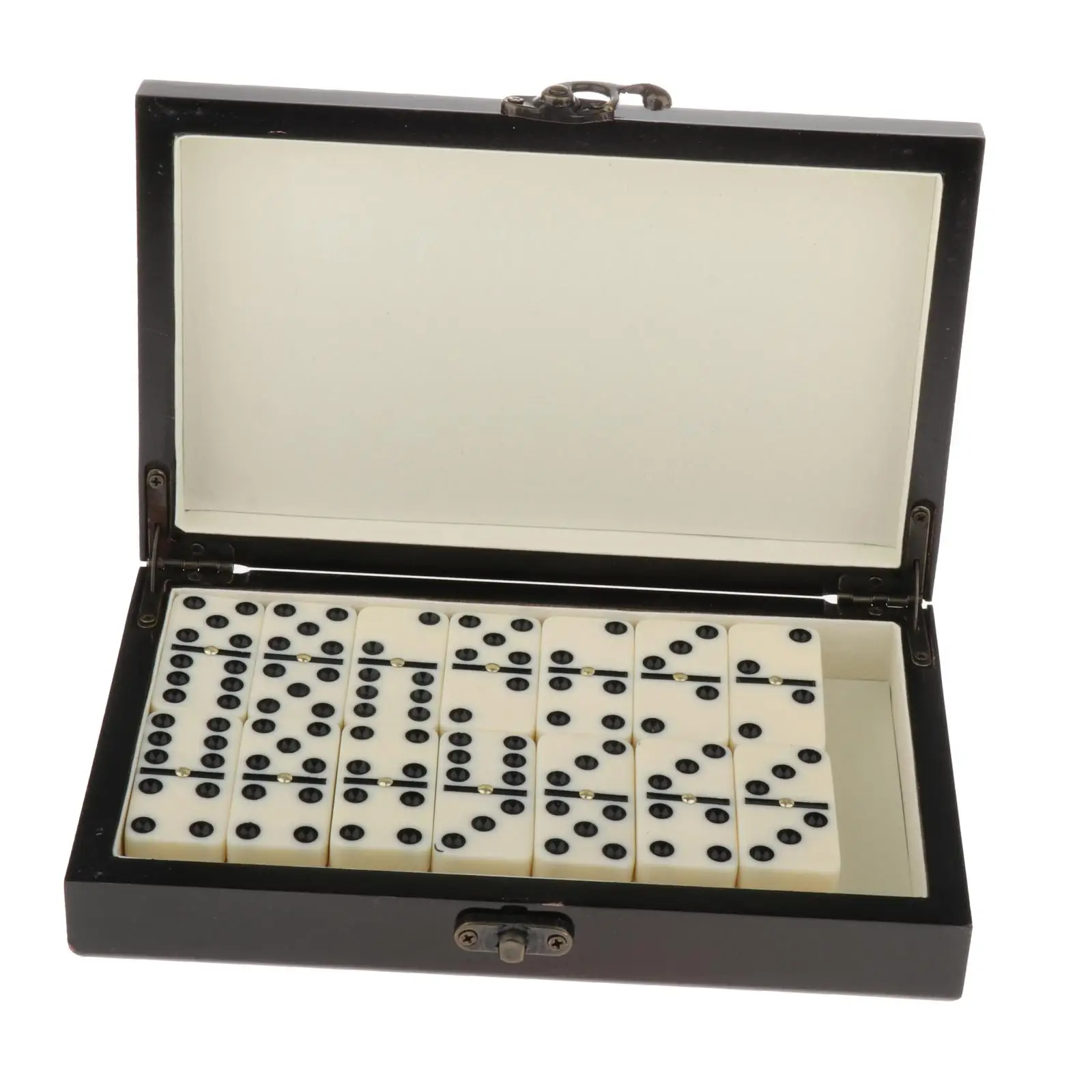 Retro Dominoes Set 28 Pieces Classic Funny Table Game Gift with Wood Case for Boys Girls Educational Toys 2-4 Players