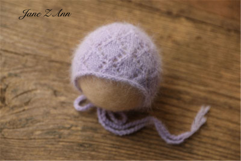 Nerz-Samt-Mütze, Wollstrickmütze mit kleinen Ohren, Neugeborenen-Fotografie-Requisiten, Babyfotos – Detail 5