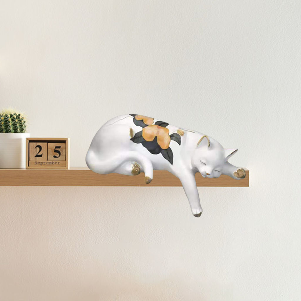 Sleeping Cat Statue Decoration Animals Art Sculpture Indoor Outdoor Resin Craft Home Decor Ornament